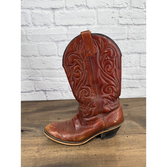 Dingo Mens Leather Western Cowboy Boots Brown Size 9 D Boho Festival Rodeo - Picture 10 of 11